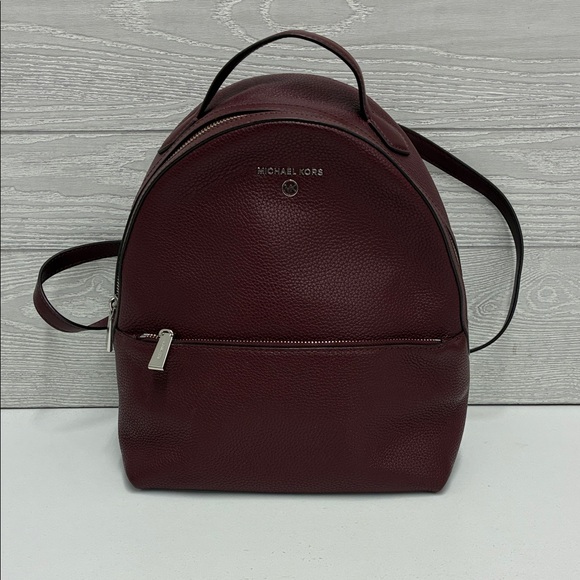 Michael Kors Valerie Leather Backpack Purse in Merlot - Picture 1 of 12